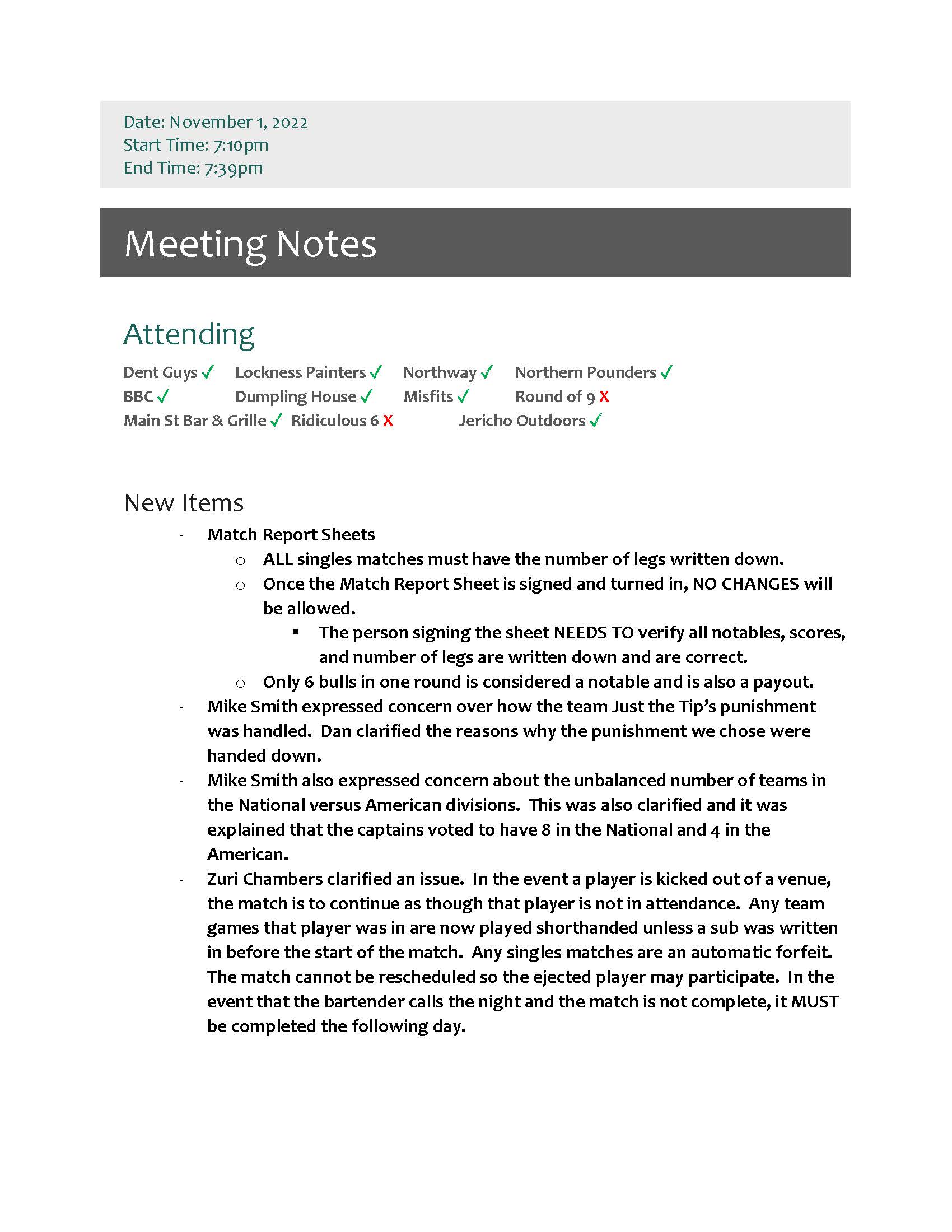 November 2022 Meeting Minutes